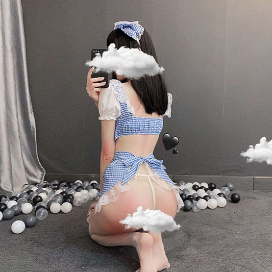 Sexy Blue Maid Lingerie Costume Cosplay Set