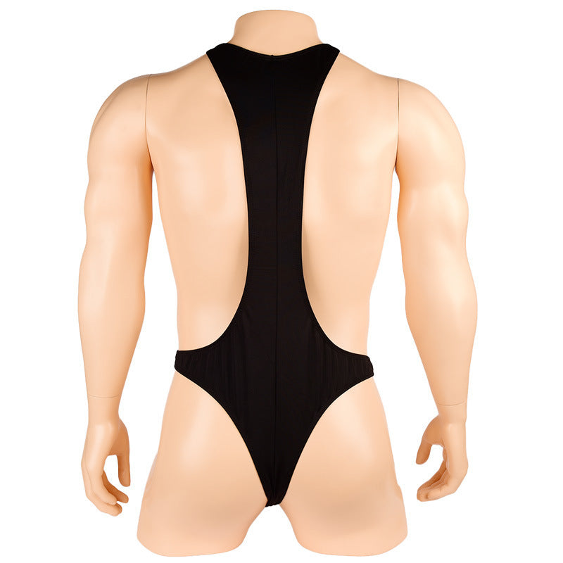 Backless men's bodysuit for roleplay or performance wear