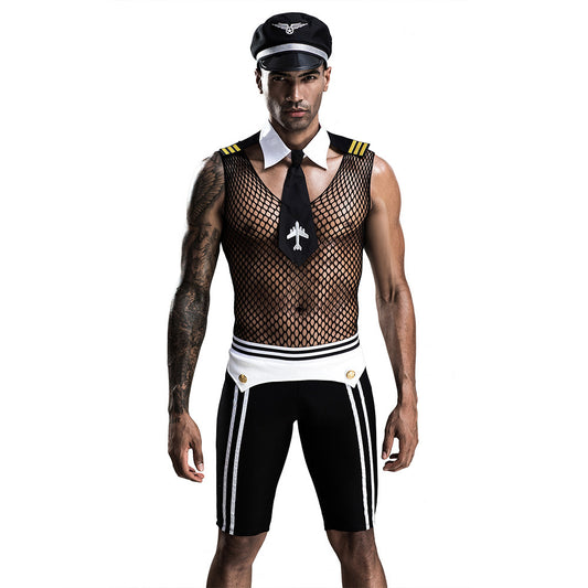 Sexy Uniform European And American Men's Police Pilot Cosplay Sexy Lingerie